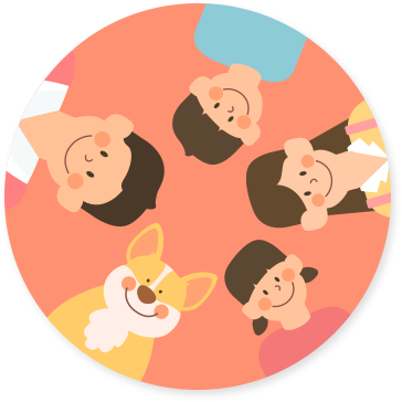 4가족과 애완견 일러스트