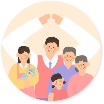 대가족 일러스트